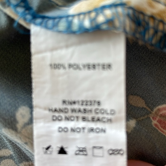 Mustard Seed Silky Blue Floral Kimono Short Robe Attached Belt Sexy Loungewear - Picture 8 of 13